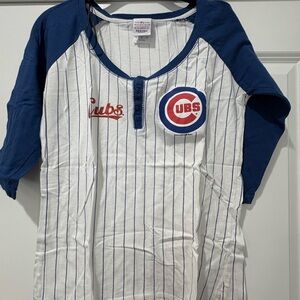 5th & Ocean Women Cubs Jersey tee - Blue and White